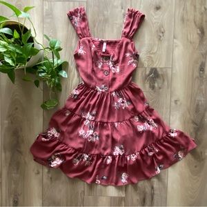 Xhilaration Women's Pink Tiered Dress Sleeveless Floral Print Size XS